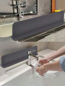 1个经典硅胶水槽防溅罩，带吸盘，防水防溅，适用于厨房和实验室水槽、洗碗池和洗碗盆，耐用材质，多种颜色可选，易于安装，防止水溅出并保护台面，是家庭和专业使用的理想之选。台面保护 | 经典设计 | 柔韧硅胶