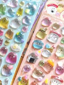 3D Embossed Crystal Stickers, Fruit Rabbit Pattern, Children's Handmade Educational DIY Decorative Materials, Gift Stickers, Spiral Notebook, Office & Study Supplies, Improve Work Efficiency, Back To School Essentials, Learning Supplies - Multicolor - View 2