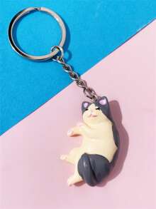 4-Piece Cute Cartoon Reclining Spotted Cat Keychain, Backpack, Schoolbag, Car Keychain, Souvenir Gift For Friends, Animal Charm Valentine's Day Gift. - Cat - View 6