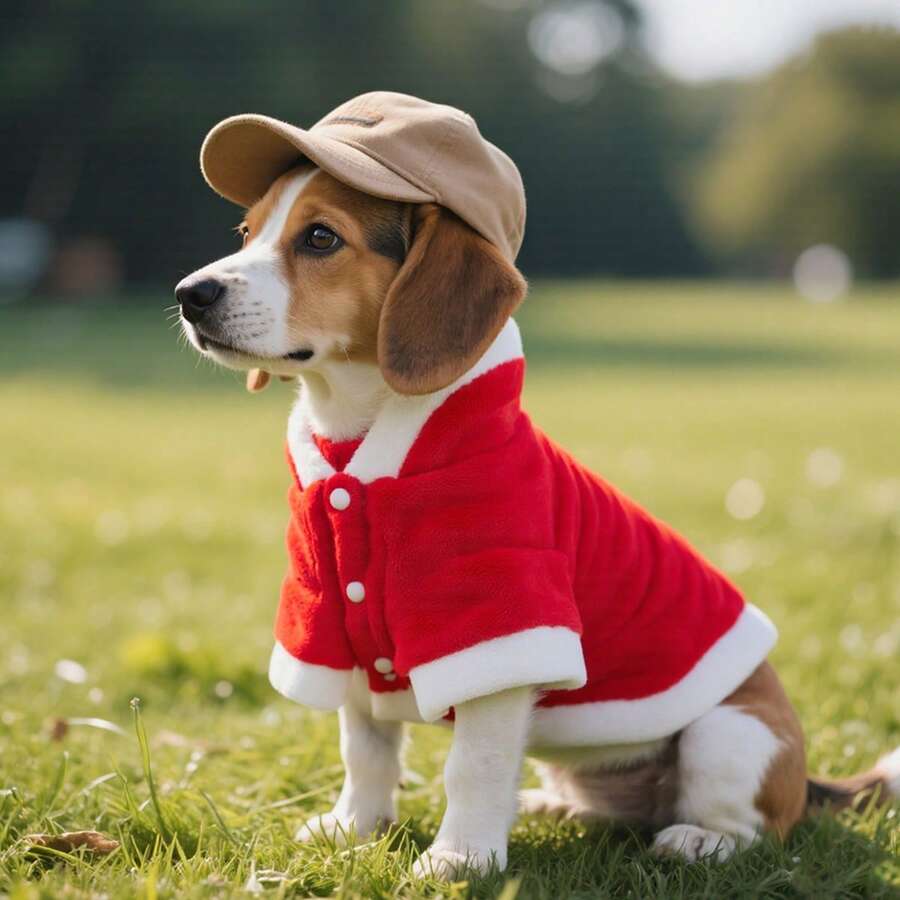 Lindo disfraz de perro, disfraz navideño, ropa para gato, disfraz para cachorro, sudaderas cálidas, ropa para cachorros - Rojo - Ver 1