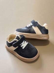 儿童运动鞋，新款春秋季儿童滑板鞋，幼儿厚底休闲鞋，女童绒面厚底运动鞋，防滑婴儿学步鞋 - 黑色 - 查看 4