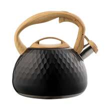 1 pieza de 3 litros de olla silbante de acero inoxidable - Compatible con estufa de gas, no necesita electricidad, fácil de usar para té y café en el hogar, oficina, camping, electrodoméstico de cocina, moderna vajilla de cocina, artículo duradero de cocina - Negro - Ver 7