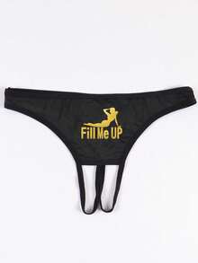 女士性感印花开裆丁字裤，薄款面料，适合外出穿着