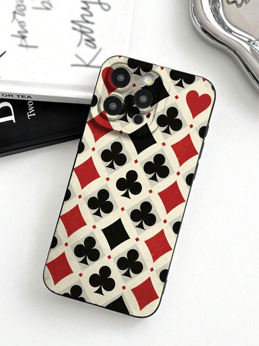 1pc Fashionable & Unique Spade Graphic Black Pupil Design Soft Phone Case Compatible With IPhone 16/16Pro/16Plus/15/15ProMax/15Pro/11/12/13/14ProMax/12Mini/13Mini/11Pro/11ProMax/12Pro/12ProMax/13Pro/13ProMax/14Pro/14ProMax, Creative & Elegant - متعدد الألوان - مشاهدة 1