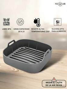 1Pc 20cm Silicone Mold Air Fryer Accessories, Air Fryer Tray Mold Can Be Reused, Washable And Non-Stick, Air Fryer Basket Inner Lining, Replaceable Baking Tray, Suitable For Air Fryer Containers, Square Basket Accessories Suitable For Oil-Free Fryers - Multicolor - View 7