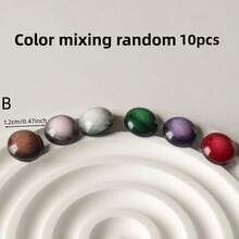 10pcs Multihued Ombre Resin Round Metal Shank Buttons, Suitable For Sweaters, Cardigans & Coats - Multicolor - View 19