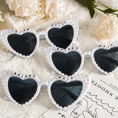 1pc Bridesmaid Bridal Hand-Decorated Glasses, Love Glasses, Personalized Pearl Glasses, Bridal Sunglasses Single Wedding, Pearl Sunglasses