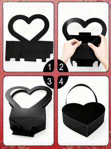 5/3/1个装心形花卉礼盒 - 优雅纸花束包装，适用于婚礼、生日、母亲节、教师节等场合 - 非常适合盛放玫瑰、康乃馨和小花束 - 彩色 - 查看 12