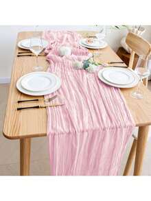 1 件 35.4*70.9/118.1/157.5 英寸灰蓝色巴厘岛雪纺桌旗，波西米亚风格桌面装饰透明面料，浪漫婚礼、生日派对、万圣节、圣诞节餐桌装饰、万圣节装饰、家居装饰 - 純色 - 查看 4