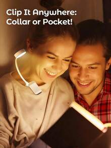 1个夹式阅读灯，USB充电，三色灯光调节，小巧便携，适合夜间阅读、床头阅读，夹式阅读灯，台灯，送给爱书人士的礼物，台灯，书架灯，环形台灯，工作灯，床头灯，颈灯，LED台灯，夹式阅读灯