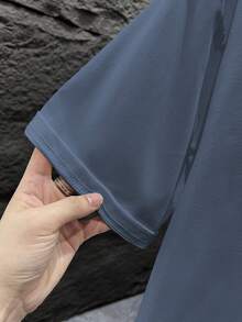 GRDR Men's Fashionable Loose Fit Short Sleeve T-Shirt | Exquisite Design | Summer Essential | Easy To Match | Showcase Your Style - Dusty Blue - View 6