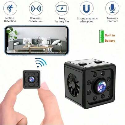 1 pezzo Telecamera IP mini intelligente Full HD con visione notturna HD 1080P, rilevamento del movimento e registrazione in loop, adatta per il monitoraggio interno/esterno di uffici, case, anziani, bambini, animali domestici e baby-sitter, ricarica USB conveniente e installazione facile per garantire la domestica