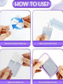 1 Set Moisturizing No-Rinse Hand Sanitizer Spray Kit, Full Coverage Design Includes Spray Bottle, Bottle Protector, Funnel, Hanging Rope, Convenient To Use, Made Of Soft Silicone, Portable For Daily, Travel, Work, Makeup, Comes With 50pcs Retro INS Stickers To Customize Your Spray Bottle (Hand Sanitizer Liquid Not Included, Please Add Water After Receiving And Opening) - Multicolor - View 5