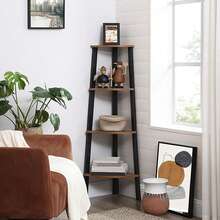 4-Tier Corner Shelf Storage Rack Rustic Corner Ladder Shelf Display Rack for Home Office - Marrón - Ver 7