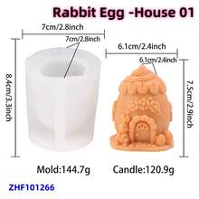 Moule en silicone pour bougie en forme d'œuf de lapin de Pâques, motif de feuillage de tulipe, style lapin. Moule en résine pour faire des maisons de lapin, des arcs, des œufs, des plâtres. Outil de fabrication de fleurs 3D, terrier de lapin, forme d'animal pour savon fait main, bougie, décoration de maison pour les fêtes - Blanc - Voir 11