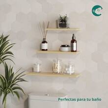 Garage Integrated Storage RacksEl Camaleón 3 pzas. Repisas flotantes de Pared de Alta Calidad para la decoración hogar recamara Cocina baño Roble Americano 3 pzas. (50-40-30 X 15cm ) - Roble Americano - Ver 4