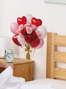 1pc Valentine's Day Wall Sticker, Rose Flower, Heart, Balloon, Creating A Romantic And Warm Holiday Atmosphere, Suitable For Couple's Room, Bedroom, Living Room, Study, Dining Room, Bathroom, Home Wall Decor, Room Decoration, Etc. - Multicolor - View 13