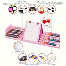Large 207-Piece Art Supplies Set, Including A Painting Toolbox With A Double-Sided Tri-Fold Easel, Oil Pastels, Crayons, Markers, Colored Pencils, And A Watercolor Gift Set. - 彩色 - 查看 4