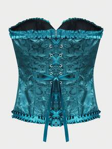 1 Pic New Style Imperial-Style Jacquard Tight Shaping Garment With Fishbone Straps And Cup-Shaped Cups For Shaping The Body, An Abdominal-Reducing Tight Shaping Bra - Dark Green - View 5