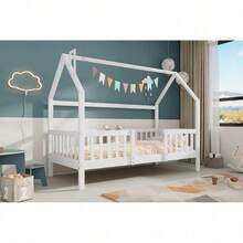 Kids Bed Frames, Headboards & Footboards - White + Pine + 90cm*200cm - View 5