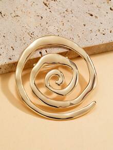 1枚不对称螺旋几何胸针，优雅时尚派对礼服、围巾、背包装饰配饰，适合日常、通勤、派对、晚宴等场合佩戴。 - 金色 - 查看 7