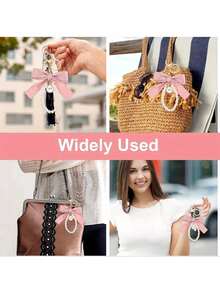 Cute Butterfly Knot Pearl Keychain, New Small Fragrant Style Pearl Butterfly Knot Keychain Pendant Bag Hanging Accessories Phone Hanging Rope, Suitable For Women's Daily Use Gifts, Wedding Parties - 粉色 - 查看 7