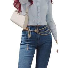 Chain Belts For Women Fashion Plus Size Waist Chain Belt Gold Silver Waist Belt Belly Chain Waist Belt Body Chain For Dress - Mặt trời vàng + 49 inch - Xem 5