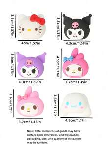 Sanrio 1/6Pcs Cute Hello Kittys Kuromi Melody Cinnamoroll Cartoon Eraser Pencil Sharpener Learning Supplies (Some Parts May Be Random)