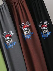 5条装男童印花休闲裤，儿童松紧腰长裤，适合4-12岁男孩女孩，春夏秋季均可穿着。 - 彩色 - 查看 5