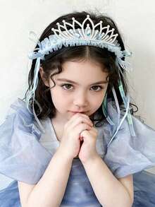 1pc Princess Headband, Children's Day Princess Headdress, Crown Hair Clip Headband, Suitable For Role Play, Party Costume Prop - Blue - View 3