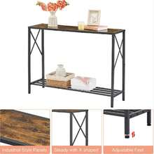 Compact Console Table, Small Sofa Table with Shelf, Entryway Display Stand for Hallways, Bedrooms, Living Rooms, and Farmhouse Decor Credenza, Credenza recibidor de Madera de Capas Gris, Estilo Moderno Mesa de Entrada, Fácil de Montar Mesa recibidor, Las Dimensiones de la Mesa recibidor Entrada Son 106 * 30 * 77(CM) Consola Estrecha de Madera Reciclada 106cm Mesa Pequeña para Entrada, Mesa Delgada para Sofá en Pasillo o Sala Negra - Negro - Ver 1