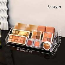 1 pieza Estantería de almacenamiento transparente con estilo de escalera para joyas y cosméticos, soporte de almacenamiento transparente de acrílico multifuncional, adecuado para exhibir perfumes, lápices labiales, esmaltes de uñas, paletas de sombras de ojos, soporte de exhibición multifuncional, accesorios de baño - Blanco transparente - Ver 11