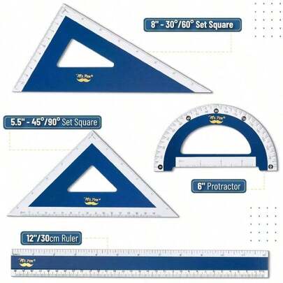 - Wooden Geometry Set, 4 Pack, Ruler Set Square, Protractor Set, Protractors, Drafting, Drafting Tools Drafting Kits, Geometry Kit, Drawing Tools