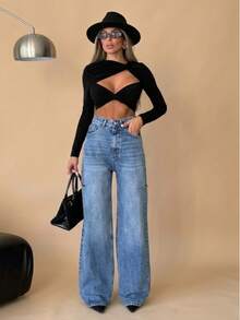 High-Waisted Slim Fit Dark Gray Pants | Modern And Comfortable Design - Baby Blue - View 6