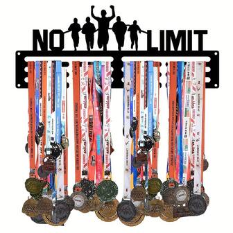 1 pieza, Estante expositor de medallas deportivas de 30 cm x 12,3 cm - Sostiene 60 medallas, Fácil instalación en pared para premios de carreras, fútbol, softball y cintas - Decoración moderna de hierro para el hogar