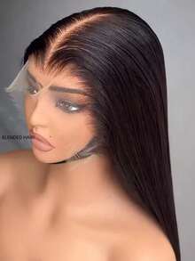 13x6 200% Dichte 40 Zoll Glueless Lace Front Perücke, 4*4 5*5 13x4 13*6 gemischte Echthaar Spitzenverschluss Perücke mit Vorausrupfen, ohne Kleber 3 Sekunden Tragen, geeignet für Anfänger, hitzebeständige synthetische Faser Perücke für Frauen - Natürlich & Schwarz - Übersicht 45