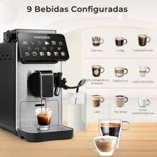 SANGKEE Máquina Espresso Superautomática para Café con Molino Integrado y Sistema de Autolimpieza 9 Bebidas En 1 Cafetera Espresso con Espumador de Leche Pantalla Táctil 15 Bar SAC1 - Tipo de Enchufe A USA (110-127V) - Ver 4