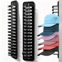 1/2pcs Wall Mounted Hat Rack, Space-Saving Baseball Cap Storage Organizer Holds Up To 16 Hats, Strong Adhesive Design, Easy Installation, Suitable For Doors, Cabinets, Office, Dorm, Black - Multicolor - View 6