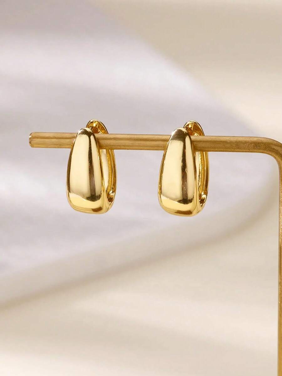 1 Pasang Anting Lingkaran Bentuk Tetesan Air Tembaga - E5869G - View 1