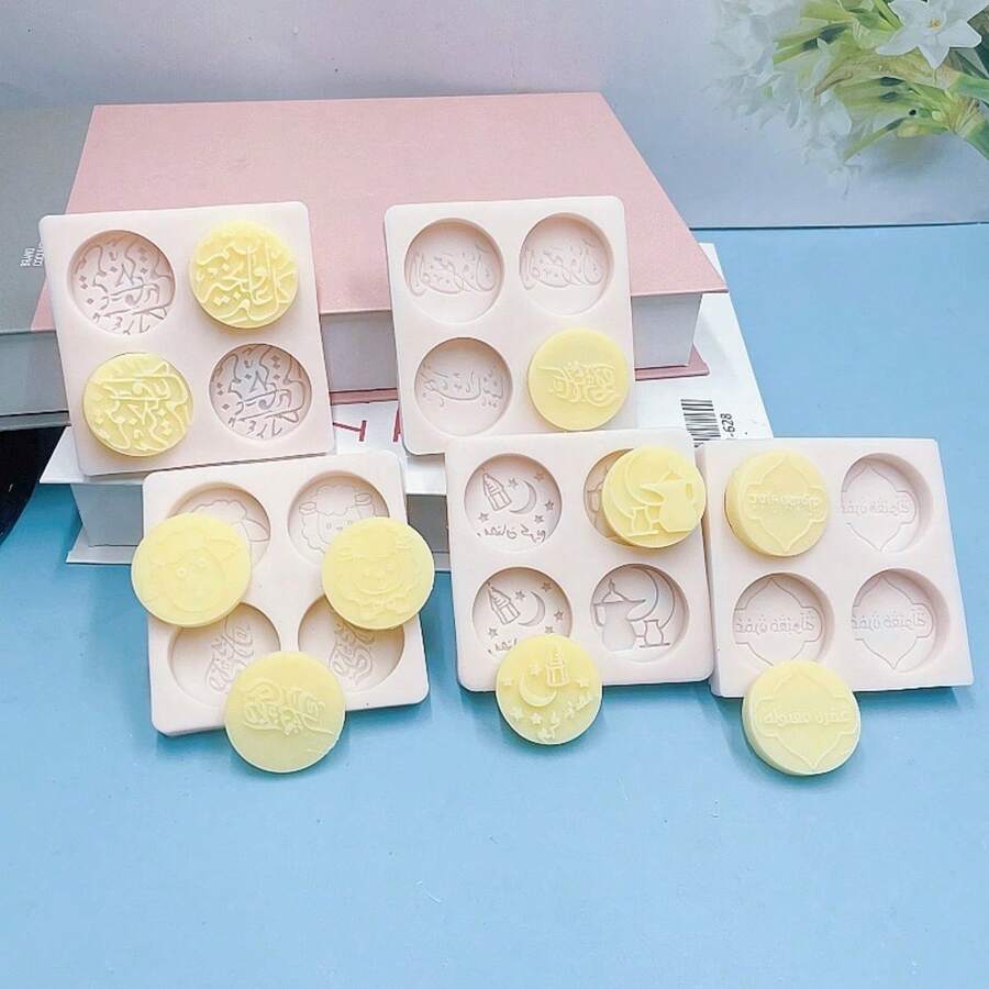 1 pieza Molde de silicona con forma de luna con texto árabe/de Oriente Medio