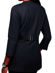 Zip-Up Multi-Pocket Mid-Sleeve Jacket, Casual Sports Pullover, Fashionable Commuting Workwear For Dental/Pet Store Employees