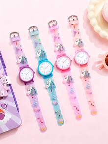 1pc/Set Women's Colorful Casual Cute Dreamy Sweet Cartoon Horse Silicone Watch, Great Year-End Promotion, Top Choice For Holiday Gifts - Multicolor - View 3