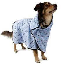 Blue Polka Dot Bordered Pet Blanket, Coral Fleece Flannel Dog Cat Bed Mat Pad Throw - Blue - View 6