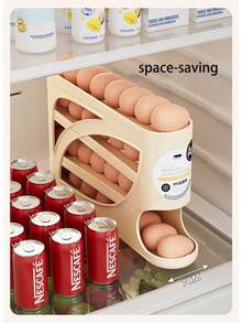 Egg Storage Box, Automatic Rolling Egg Box For Refrigerator, Anti-Drop Preservation Box, Kitchen Food Storage Box, Large Capacity Egg Rack, Egg Separator - Multicolor - View 5