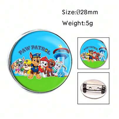 Paw Patrol 28毫米汪汪队徽章，适用于节日、派对、游戏、娱乐活动，汪汪队卡通动漫周边徽章胸针，创意复古宝石徽章