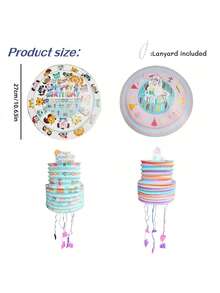 1个彩色奇幻主题可折叠迷你拉绳皮纳塔，适合生日装饰、狂欢节庆典、墨西哥节日——糖果粉碎游戏和主题活动装饰