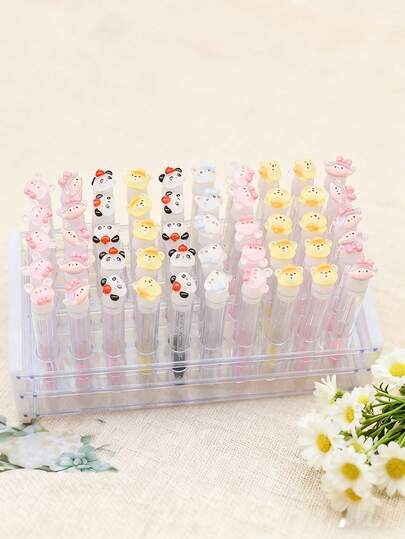 1/3/5/7pcs Transparent Multi-Color Panda, Cat, Bear, Rabbit Cartoon Series Eyelash Brush, Eyebrow Brush, Portable Tube With Transparent Case