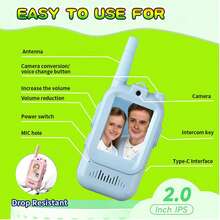 YAIUZGOO 2pcs Rechargeable Walkie Talkies With Video Function, Equipped With HD Camera And Voice Changer, Suitable For Outdoor Play, Camping, Travel, Hiking For Boys And Girls, Ideal Gift Choice, 650mAh - Multicolor - View 4