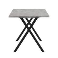 Rectangular Dining Table With Crossed Legs, Which Can Also Be Used As A Coffee Table. Modern And Minimalist Style, Made Of Wrought Iron With A Concrete And Black Finish. Dimensions: L 140 X W 80 X H 76 Cm. - Grey - View 4