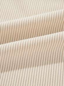 Astylish Áo khoác sơ mi ấm áp bằng vải nhung kẻ sọc Houndstooth chắp vá dành cho nữ - Màu be - Xem 9
